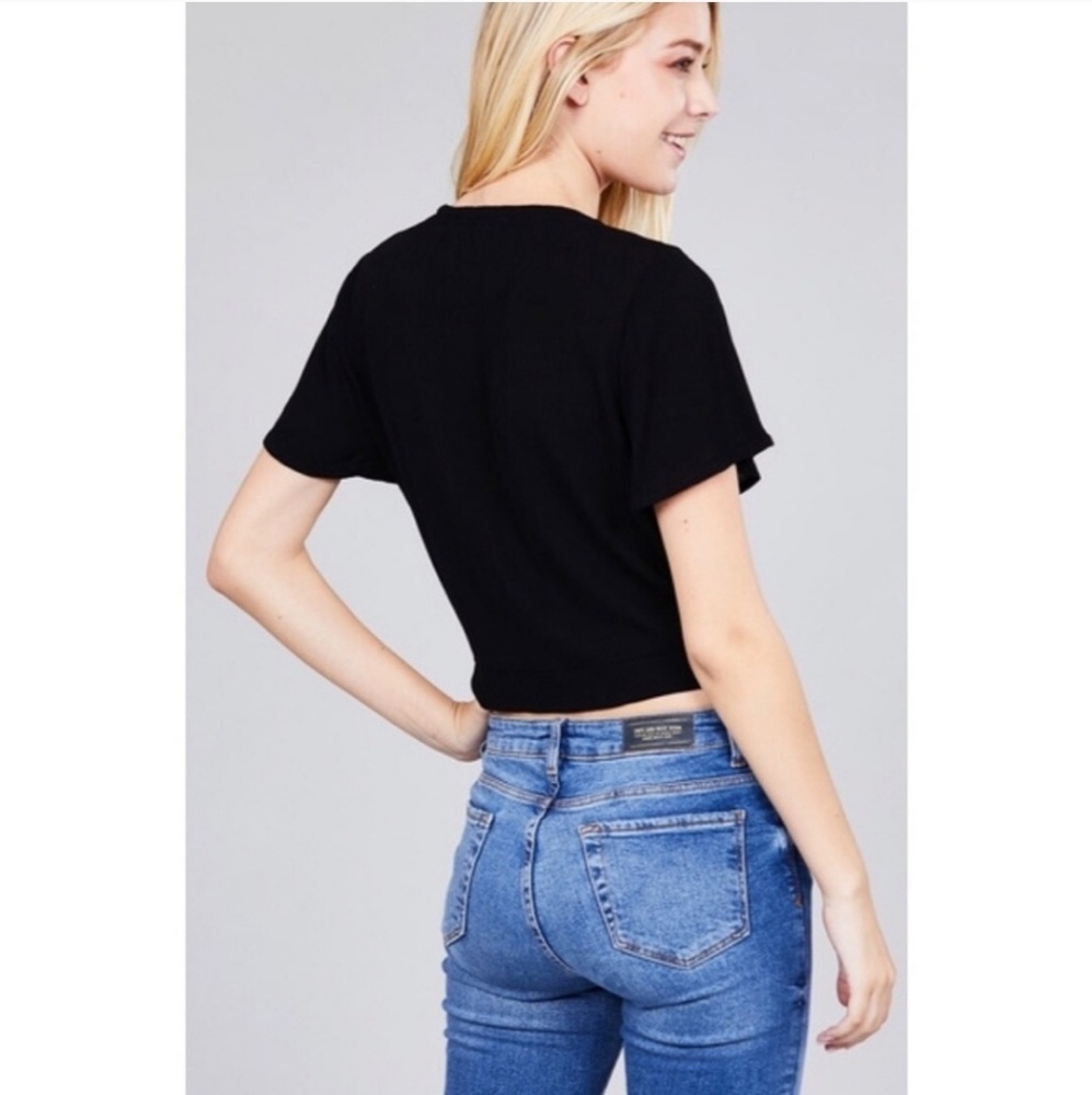 Black Tie Front Top - Picture 3 of 3